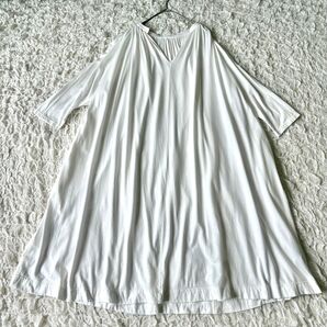 ジャーナルスタンダードラックス スキッパー ギャザーワンピース コットンレーヨン 横幅ゆったり