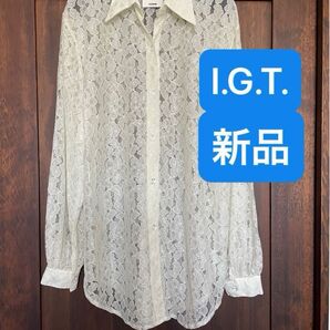 I.G.T. 総レースシャツ オフホワイト レディース
