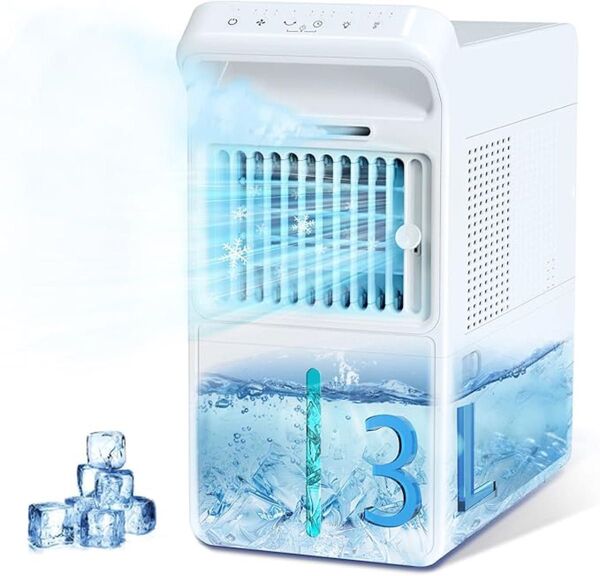 冷風機 冷風扇 卓上クーラー 3L水タンク ミスト3段階 小型 首振り ホワイト