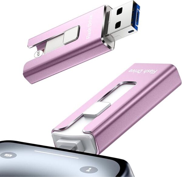 USBメモリ アプリ不要 phone対応 データ保存 PC 256GB パープル
