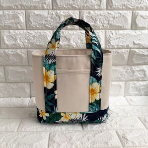 アロハ柄×帆布(ネイビー)