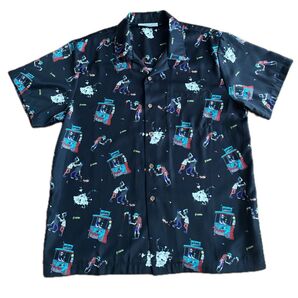LEFT ALONE 半袖メンズシャツ アロハシャツ 総柄 Mサイズアロハシャツ