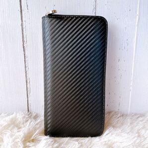 新品★大容量 メンズ 長財布 カード入れ 小銭入れ レザー ファスナー 黒 紺