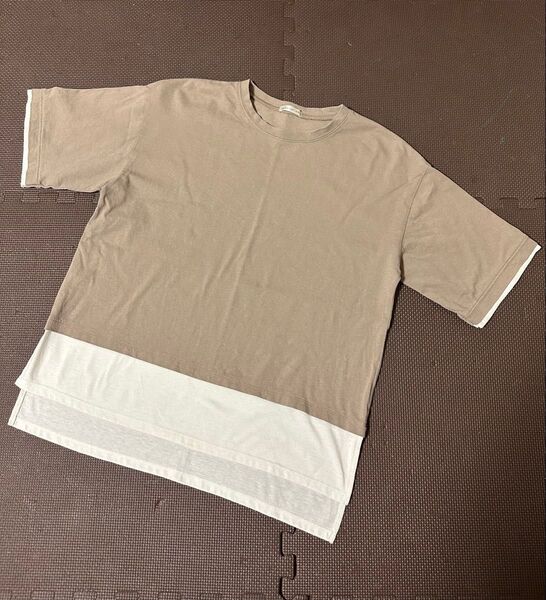 Tシャツ フェイクレイヤード 重ね着風 カットソー