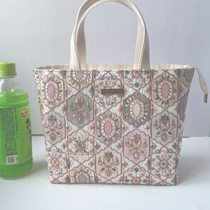 インド刺繍マカロンピンク トートバッグ ハンドメイド