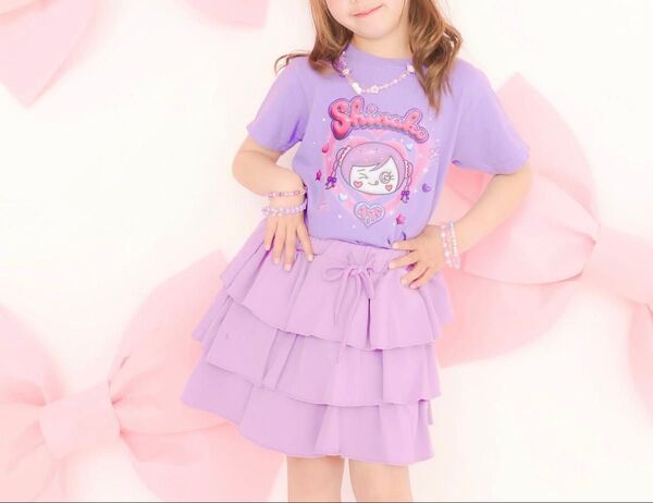 しなこちゃん パープルTシャツ&パープルスカート120cmセットアップ