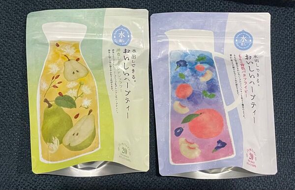 水出しできる。おいしいハーブティー 洋なしとリンデンフラワー ティーバッグ&ももと青色バタフライピー20TB 2袋