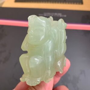 中国古玩 翡翠 置物 中国美術品 2人の子供の置物