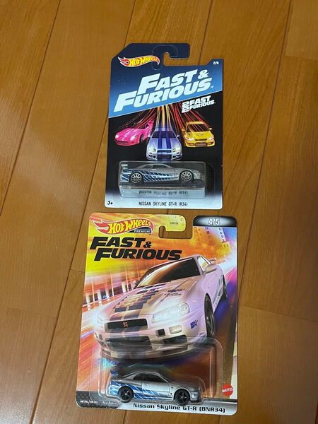 ホットウィール FAST&FURIOUS ワイルドスピード ニッサン スカイラインGT-R R34 ブライアン2台セット