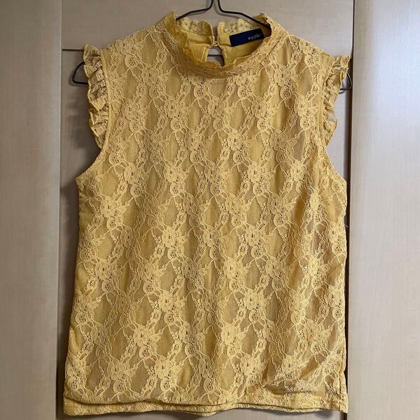 夏 トップス レディース ブラウス ノースリーブ M イエロー ブラウス