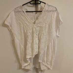 サマンサモスモス ブルー カットソー フレンチスリーブ
