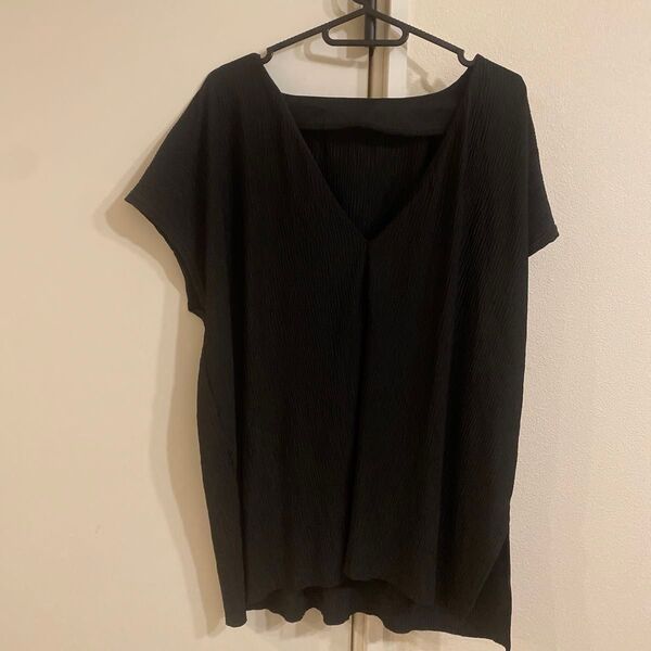 極美品 フレンチスリーブ トップス ブラック カットソー