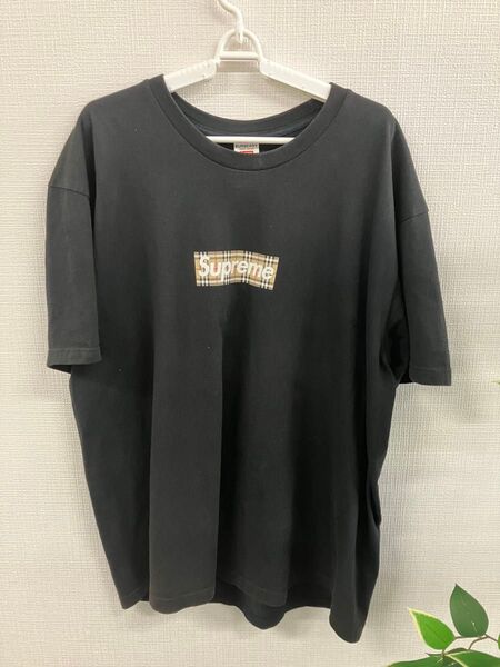 【XLサイズ】Supreme×Burberry Box Logo Tee Black シュプリーム×バーバリー コラボ Tシャツ