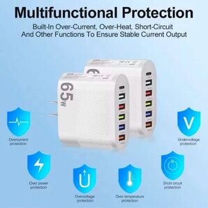 【2セット】65W USB急速充電器 複数ポート搭載 多機能保護システム搭載