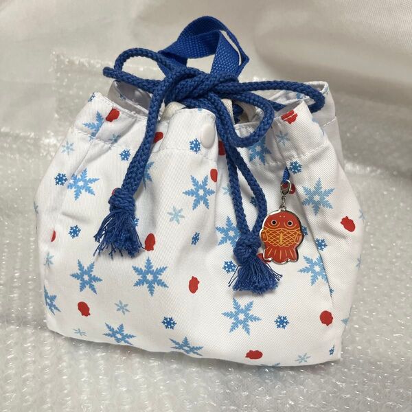 【新品・訳あり】JA ちょきんぎょ ランチバッグ 巾着型 お弁当袋 非売品 チャーム付き 平成レトロ 金魚 巾着