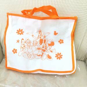 【手提げ バッグ】新品かも ディズニー 白×オレンジ エコバッグなどにも☆ Disney ミッキー 可愛い ハンドバッグ 