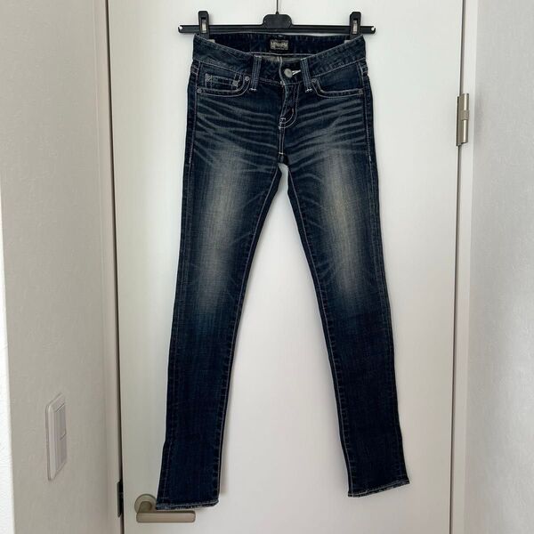 MOUSSY デニムパンツ ジーンズ スキニー ブルー ダメージ加工 24