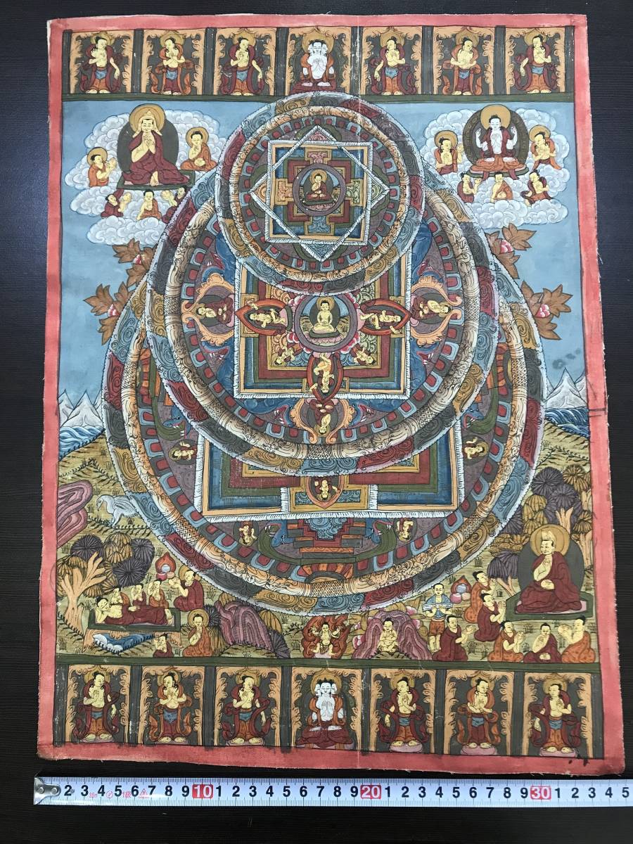 ★[Tibetan esoteric Buddhism, cotton cloth Buddhist painting, Buddhist art, Buddhist painting] Handwritten/hand-painted thangka (mandala)★Height 47 x Width 35cm, artwork, painting, others