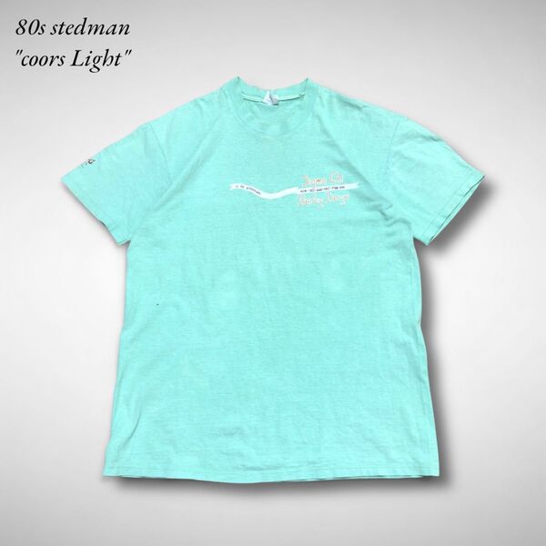 80sアメリカ製ビール企業ロゴCoors Lightティファニーブルーusa古着半袖Tシャツ