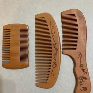 桃木 桃の木 櫛 くし 3本セット ヘアケア 頭皮マッサージ 天然桃木