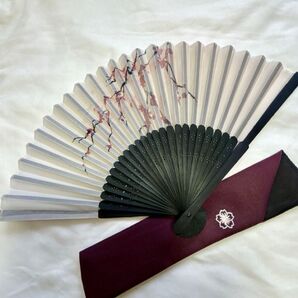 扇子・扇子入れ 2点セット 【Zの2番】 お花ワンポイント刺繍入