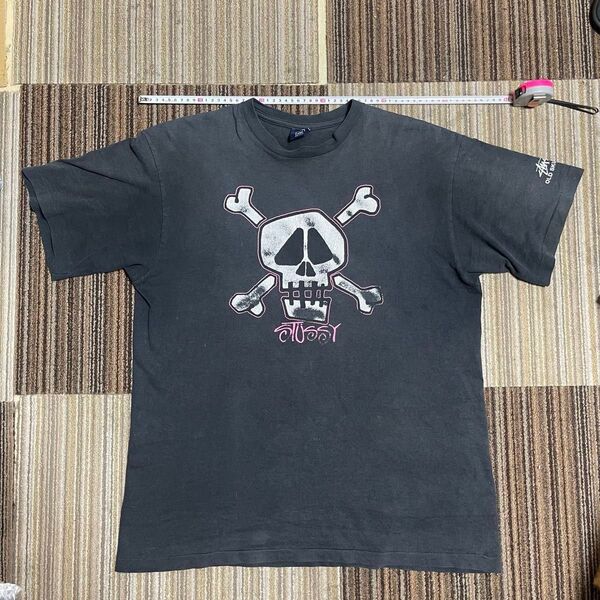 STUSSY Tシャツ Vintage 黒 90s L old stussy スカル タグ ステューシー