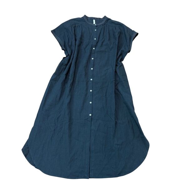 アップルハウス fleur de pomme シャツワンピース 焦げ茶色 綿麻混