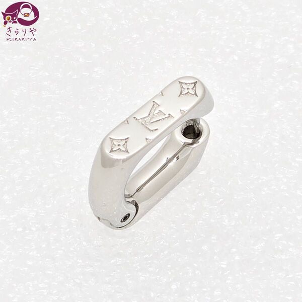 ルイヴィトン M02227 フープピアス・モノグラム チェーン 片耳 シルバーカラーメタル ヒンジクラスプ 男女兼用 現行品