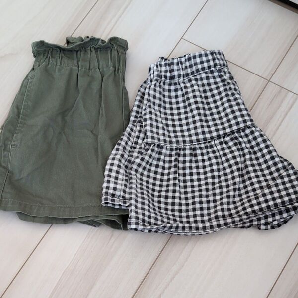 GU ショートパンツ 女の子 110cm used ポケットあり ギンガムチェック チェック カーキ