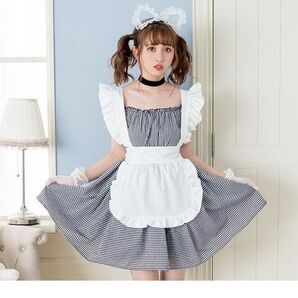 【人気商品♪】2wayギンガムチェック ゆめかわメイド 4点セット