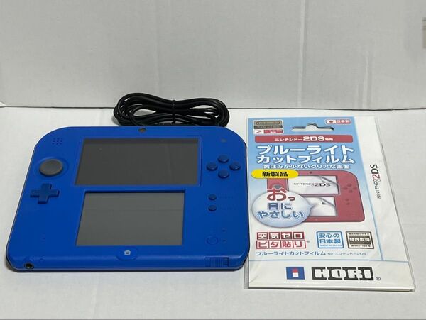 ニンテンドー2DS本体ブルー USB充電ケーブルブルーライトカット液晶保護フィルム付き