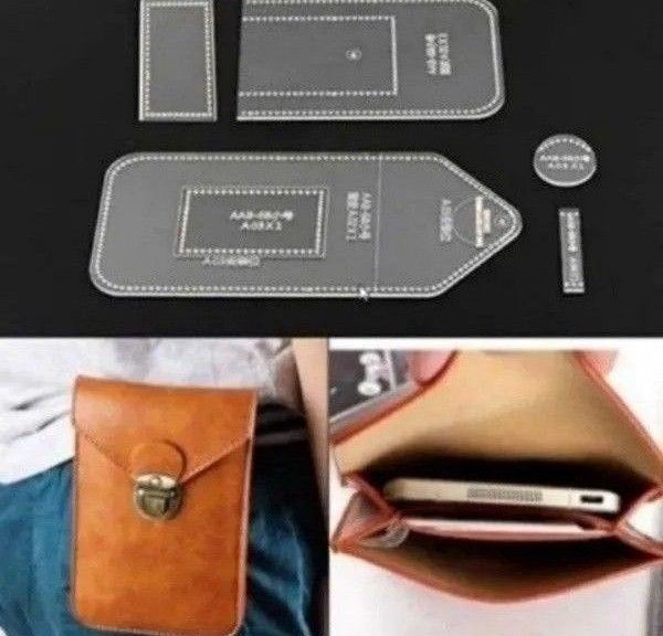 男性用 スマホケース 透明 アクリル型セット レザークラフト 型紙