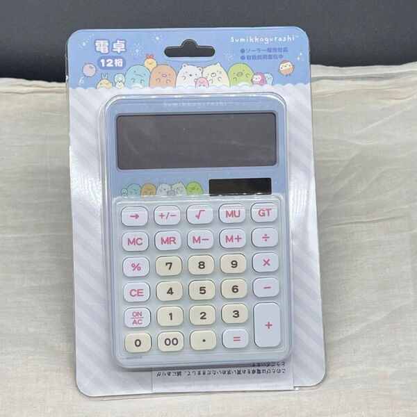 すみっコぐらし 電卓 12桁 ソーラー電池対応 ブルー 計算機 新品未開封品