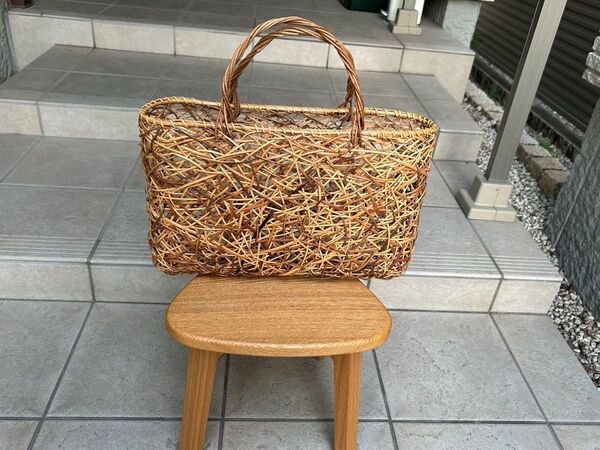 かごバッグ カゴバック 籐 あけび 山葡萄 作家物 谷川鶴子