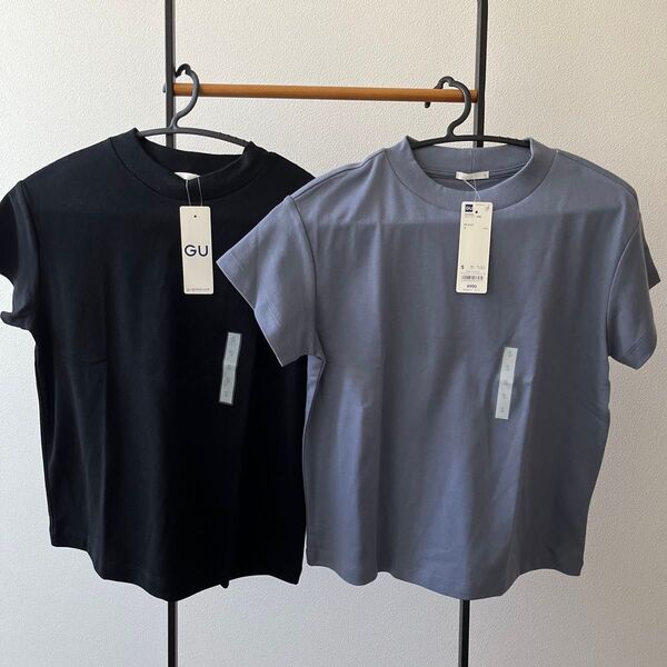 タグ付き 新品 GU ジーユー 半袖 Tシャツ 黒 青 2枚セット