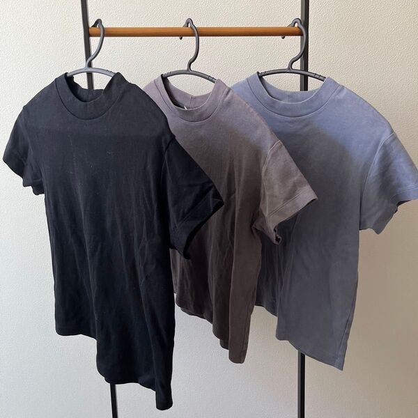 GU ジーユー 半袖 Tシャツ 黒 グレー 青 3枚セット