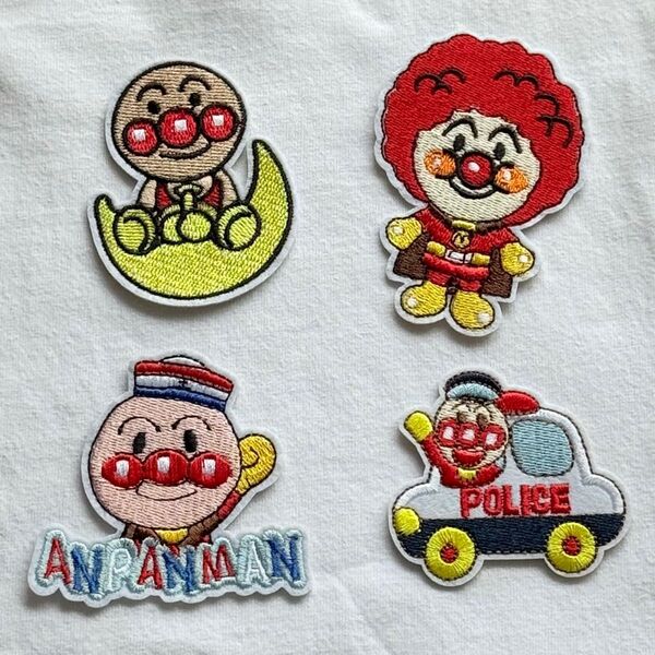 アンパンマン 刺繍ワッペン 4枚セット アイロン接着