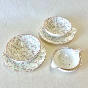 未使用 Noritake ティー カップ&ソーサー キューティーローズ ペア ティーストレーナー 茶こし CUTIE ROSE