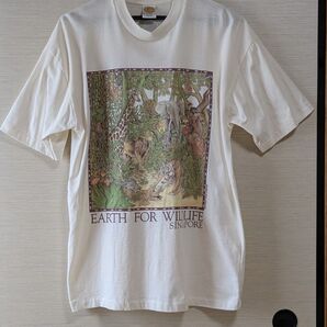 EARTH FOR WILDLIFE シンガポールUSA製 Tシャツ アニマル柄