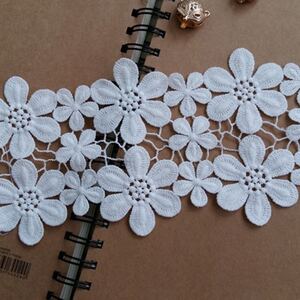 ハンドメイド ホワイト レース リボンお花 花柄 フラワー No.1