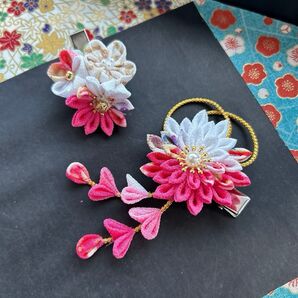 つまみ細工髪飾り 七五三 卒業式着物 和装 ピンク 成人式 袴 ひな祭り 初節句 桃 お雛様 和風ヘアアクセサリー キッズ