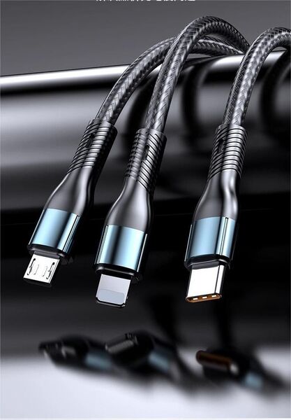【高耐久】多機能3in1充電ケーブル iPhone/Android/タブレット対応