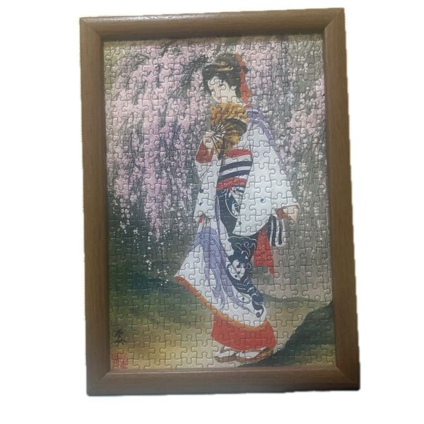 ジグソーパズル和服美人300ピース完成品額入り 中古品