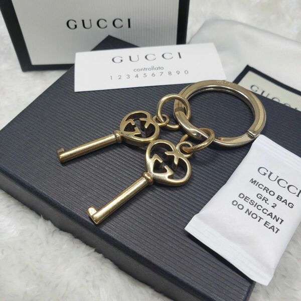 GUCCI グッチ 鍵 ハートキーモチーフキーホルダーキーリング ゴールド