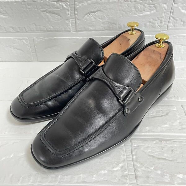 【希少】TOD'S トッズ ローファー スリッポン ロゴ型押し 25.5cm 革靴 レザー
