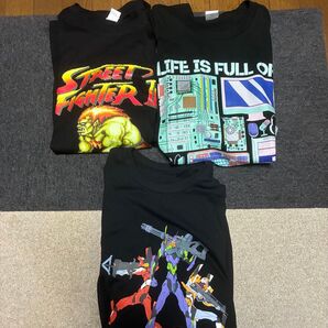 ユニクロ など 3点セット 半袖 Tシャツ ブラック メンズ レディース XXL ストリートファイター エヴァンゲリオン