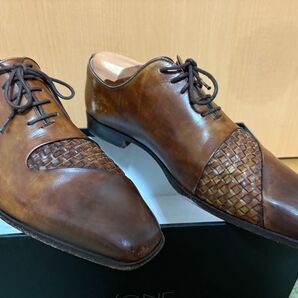 MAGNANNI マグナーニ プレーントゥ編み込み ブラウン 40 2/1