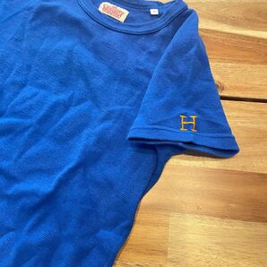 ハリウッドランチマーケット 半袖Tシャツ 半袖 ロゴ刺繍 ハリラン ブルー 青