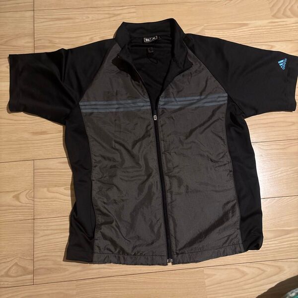 adidas ゴルフウェア 半袖シャツ メンズ ブラック×グレー