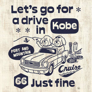 ■ DRIVE IN KOBE Tシャツ■110サイズ（ホワイトxネイビー）フォード マスタング FORD MUSTANG KOBE 神戸